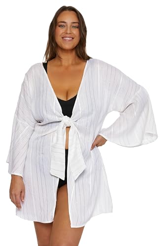 Women's Radiance Plus Size Open Front Tunic, Plunge Neck, Casual, Beach Cover Ups
