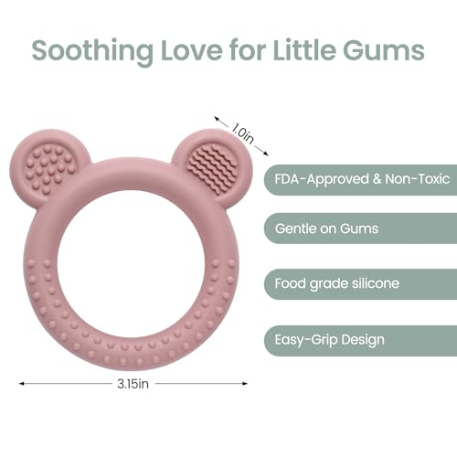 Image of Eascrozn Baby Teething Toys 3-6 Months, Teethers for Babies 6-12 Months, Silicone Teething Ring Toys Easy to Grasp, Teething Relief for Baby Infant Toys, BPA Free