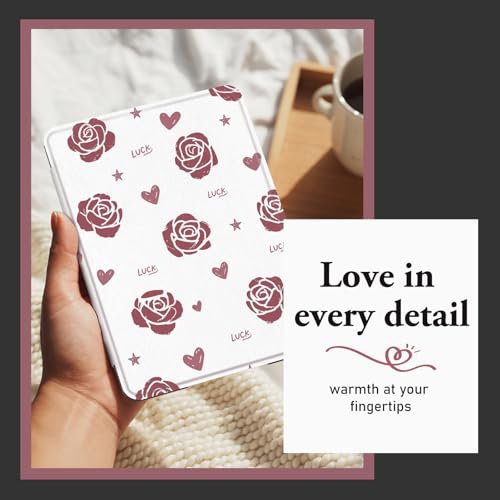 Image of CoBak Lightweight Stand Cute Case for 7 inch Kindle Paperwhite 12th Gen 2024 and Kindle Colorsoft with Right Hand Strap - Compatible with iPhone MagSafe, for Samsung /Anker Wireless Charging Pads