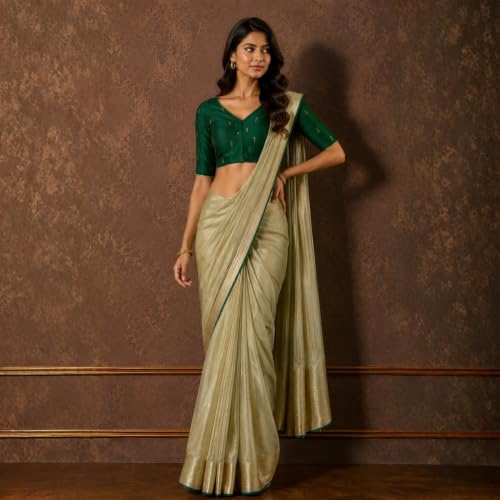 Image of Studio Shringaar Women's Handloom Cotton Silk Readymade Saree Blouse with Underarm Sweat Pads (Pack of 14 Pads)