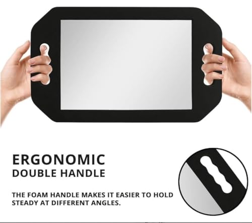 Image of Double Handle Mirror - Large Hand Held Mirror(16.14 inch x 9.84 inch) Barber Mirrors Handheld,Salon Hand Mirrors with Handle,Barbershop Hair Salon Equipment Hairstylist and Barber Accessories