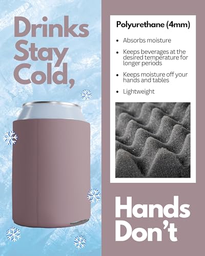 PartyPrints 25 Pack Dusty Rose Blank Can Cooler Sleeves, Customizable Bulk Can Coolers, Extra-Thick Collapsible Drink Insulator Sleeve, Beer Can Coolers for Party Beverages - Thumbnail 6