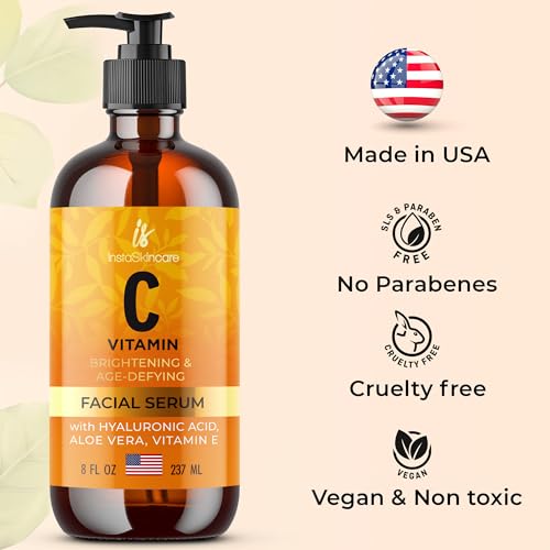 InstaSkincare Glowing Skin Essentials - Vitamin C Serum 8Oz - Snail Mucin Cream 1.7 Oz