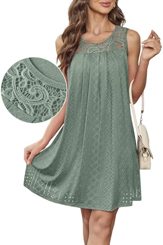 Image of BKRIVE Womens Lightweight Sleeveless Summer Dresses | Lace Yoke Neckline, Figure-Flattering for All Shapes - Ideal Beach Cover-Up & Hot-Weather Travel Essential