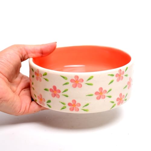 Image of Twin Heart Breakfast Bowl | Dishwasher Microwave Safe | Adorable Ceramic Bowl | Cute Valentine Heart Printed Patterned Dessert /Breakfast /Soup /Ice Cream Small Bowl (Multicolor)