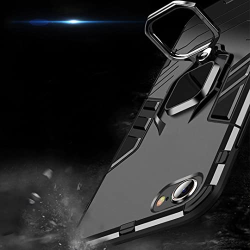 Image of WOW IMAGINE Shock Proof Back Case Mobile Cover for iPhone 7 | for iPhone 8 (Tough Armor | Hybrid PC + TPU | Full Protection with Ring Holder & in-Built Kickstand | Black)