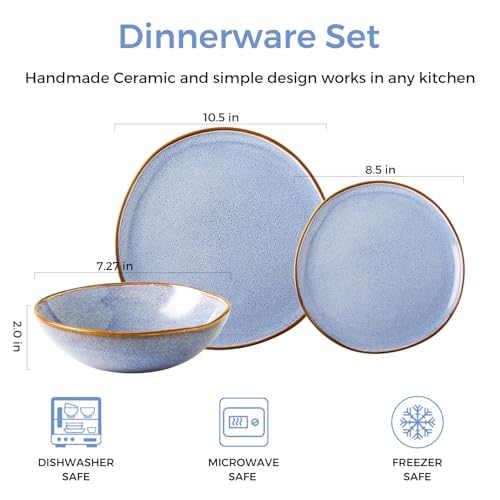 Image of AmorArc Ceramic Dinnerware Sets for 8, 24Pcs Plates and Bowls Sets Dishes | Stoneware Handmade Reactive Glaze Dinner Set, Highly Scratch Resistant | Dishwasher & Microwave Safe Dishware