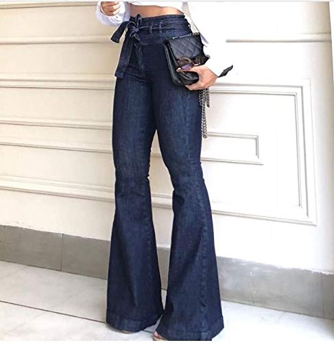 Women's High Waisted Bell Bottom Flare Jeans Vintage Stretch Bootcut Denim Pants Y2K Trouser with Belt3