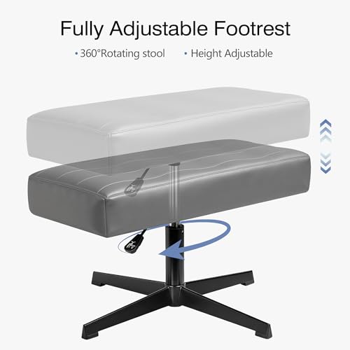 Image of VECELO Under Desk Footrest, PU Ergonomic Foot Rest with Comfort Padding, Height Adjustable for Relieving Leg Pain, Stiffness, and etc, Gray