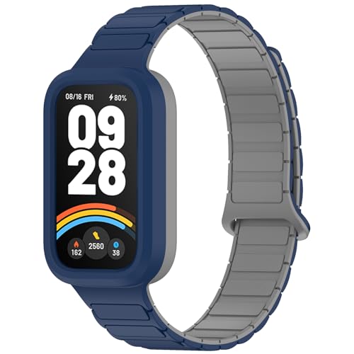 ARMMOOE Pulsera Magnética de Silicona Compatible con Xiaomi Smart Band 9 Pulsera, Pulsera Deportiva para Xiaomi Smart Band 9 Active Correa