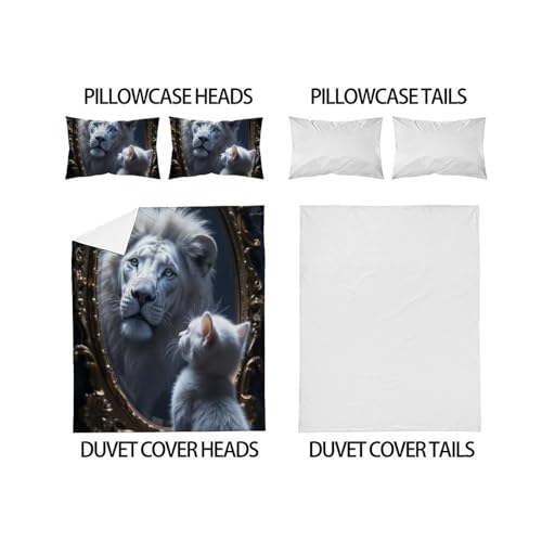 Housse de couette animaux imprimé 3D en microfibre résistante pour lit double enfants - 4