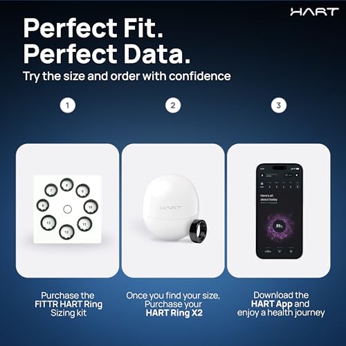 Image of HART X2 Smart Ring, 8+ Days Battery, Fitness Tracker for Sleep, Recovery, Stress, Workout, Live Heartrate, Calories, Smart Ring for Men & Women, Buy Sizing Kit First, Titanium (Sterling Gold, 6)