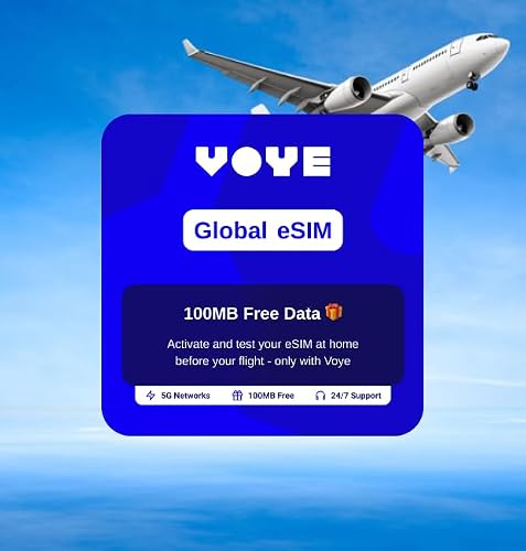 VOYE eSIM | Global 1GB for 7days High-Speed Data eSIM | Activate with QR Code | No Sim Card