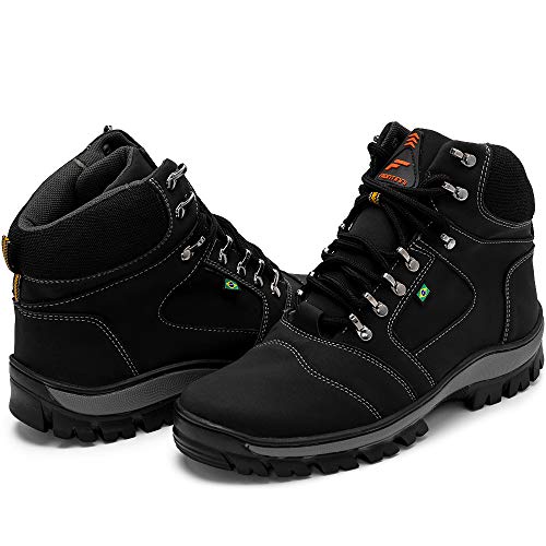 Bota Coturno Adventure Masculino Militar Confort (40, Preto, preto)