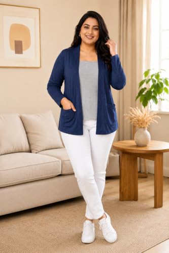 Image of In Love Women's Solid Open Front Shrug with Pockets