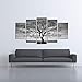 HOMEOART Black and White Tree Wall Art Nature Landscape Tree Picture Framed Canvas Prints Living Room Office Home Wall Decor 5 Panels