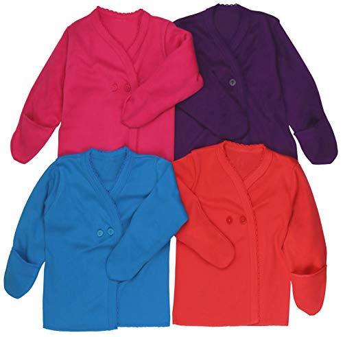 Image of ToBeInStyle Babies' 4 Pack Relaxed Fit Short or Long Sleeve Button Up Kimono Tee Swaddle Shirt