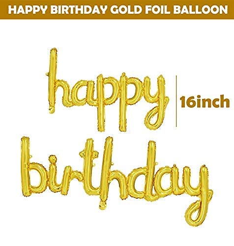Image of Crackles Birthday Golden Foil Balloons in Small Letters Lower Case for Birthday Decorations