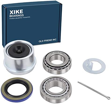 XiKe 1 Set Fits 1.000'' inch Axles Trailer Wheel Hub Kit, Include L44643/10 Bearings, 12192TB/34823 Seal, OD 1.98'' Dust Cover and Cotter Pin.