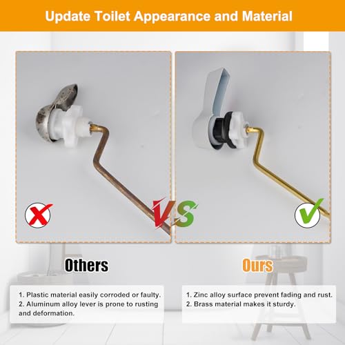 Image of Hibbent Universal Metal Side Mount Toilet Handle Replacement Kit, White