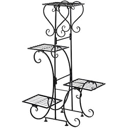 Maceteros En Escalera De Hierro Samger Soporte de Macetas Plantas Metal Soporte De Flores 4 Plantas Bastidor para Macetas para Casa, Jardín, Espectáculo, Parque