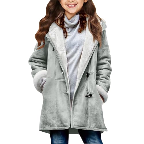 Girls Suede Fleece Lined Coats Long Sleeve Cute Hooded Jacket Keep Warm Winter Fall Hoodies 2025 Solid Duffle Coat