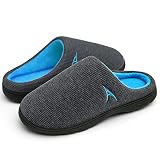 ASHION Mens Cozy Memory Foam Slippers - Warm Soft House Slipper for Men Indoor Outdoor Non Slip,9-10
