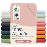 Laleni Sábana Bajera 60/70 x 120/140 cm bebé Cuna - sábana Bajera 70x140 Cuna certificada Oeko-Tex - Ropa de Cama Infantil 70x140 de algodón 100% - sábana Bajera 60x120 bebé en Rosa