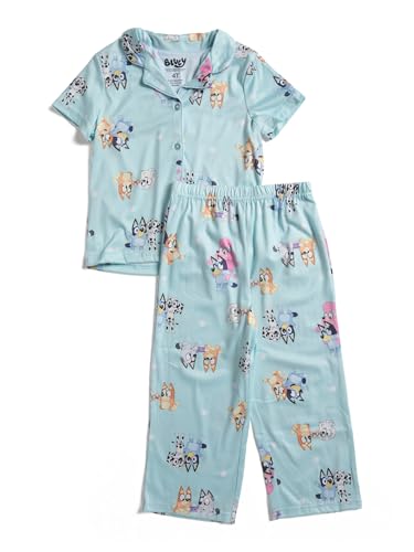 Centric Brands Bluey Girls’ 2-Piece Pajama Set – Button-Down Collared Top & Pants – Featuring Bluey, Bingo, Coco, Lila2
