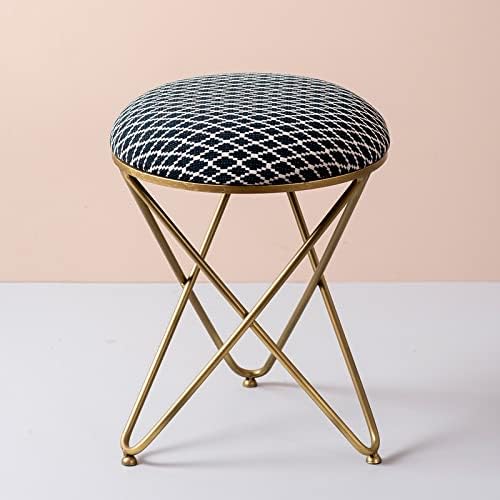 Akeefi Luxury Modern Velvet Vanity Stool with Designer Criss-Cross Metal Base – Elegant Padded Seat for Dressing Table, Bedroom, Lounge, or Living-image-34