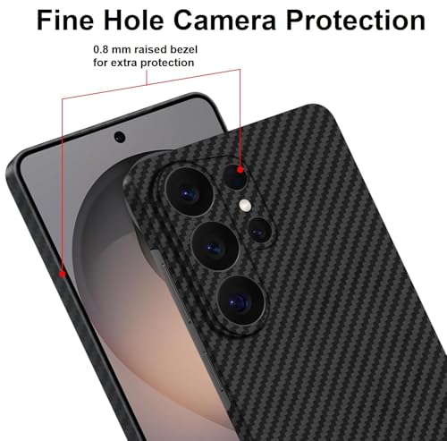 Image of Midkart Ultimate Thin Case Compatible with Samsung Galaxy S26 Ultra Release 2026 Matte Carbon Fiber Cover 1500D Sturdy Durable Aramid Super Light at 0.6mm No-Case Feeling, Black