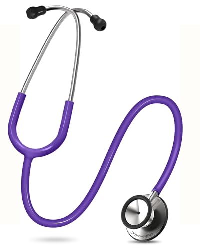 Image of FriCARE Dual Head Stethoscope - Stethoscopes for Nurses, Medical Nursing Students, Paramedics /EMT /LVN /VNA Backup Estetoscopio, Dark Purple Tube, Stainless Steel Chestpiece
