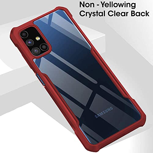 Image of TheGiftKart Shockproof Clear Back Cover Case for Samsung Galaxy M51 | 360 Degree Protection | Transparent Back Cover Case for Samsung Galaxy M51 (PC & TPU, Red Bumper)