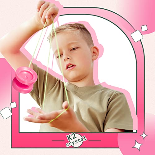 Image of MAGICYOYO K2 Plus Crystal Responsive Yoyo for Kids, Dual Purpose Yo-yo for Beginner, Replacement Unresponsive Bearing for Intermediate Advanced, with 5 Yo-yo Strings, Bag, Bearing Remover (Pink)