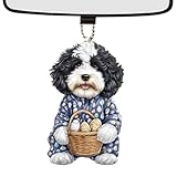 Mejora el ambiente de Pascua: transforma tu coche con un toque de encanto como un perro juguetón que sostiene huevos de Pascua y crea un ambiente alegre y vibrante