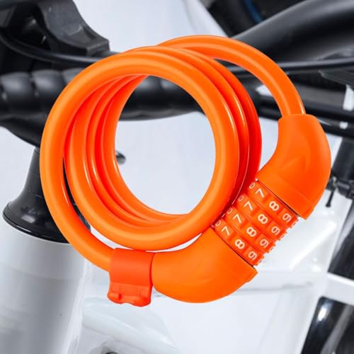 Candado de Bicicleta con Combinación, Naranja miniatura 6