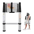 8.5ft Extension Ladder Aluminum Telescoping Step Ladder Adjustable Height, Folded 2.4ft, 330lbs Max Load Capacity, EN131, Portable Extendable Ladder for Home, Office, Outdoor