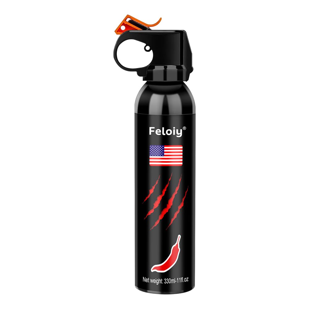 feloiy Pepper Spray - 330 ml (11 oz) - Home, Outdoor Protective Spray - with Safety Clip - for Hiking, Cycling, Camping (330ml)