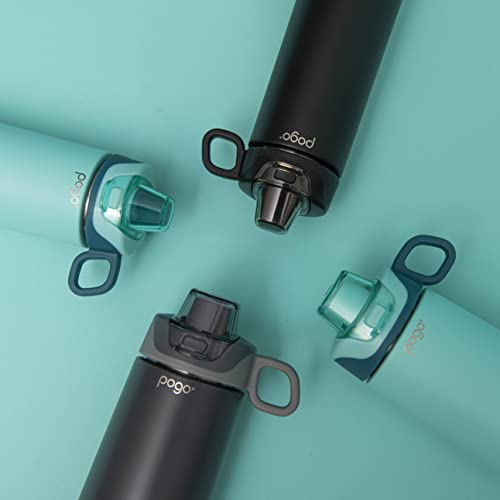 Pogo Active Vacuum Insulated Stainless Steel Water Bottle With Leak Proof Chug Lid And Silicone Carry Loop, Powdercoat, Black, 26 Oz #TOP3