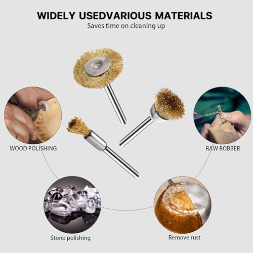 Image of 15 Pieces Copper Wire Brushes, Wire Brush Wheel, Mini Brass Brushes for Dremel Rotary Tools (1 /8 Inch Mandrel)