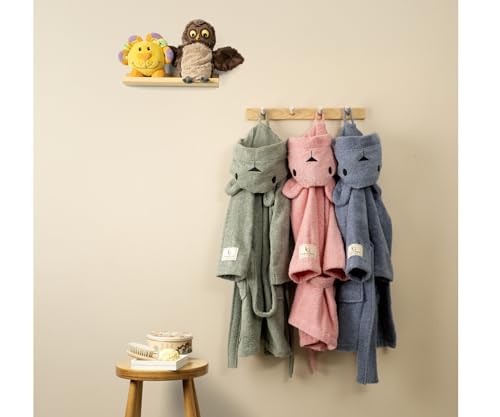 PandaHome L & G Bademantel Kinder, Kinderbademantel für Jungen und Mädchen aus 100% Baumwolle, Morgenmantel mit Kapuze, Schnelltrocknend Weich Saugstark Bademäntel 400 g/m² (Rosa, 5-6 Jahre)