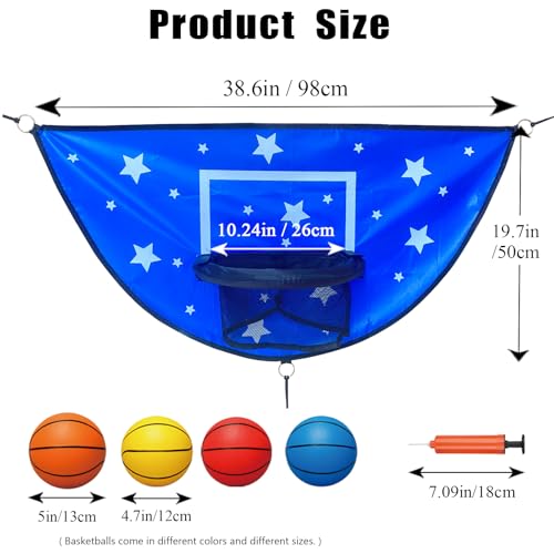 image for XATAMIO Trampoline Basketball Hoop, Attachment with Pump and 4 Mini Ba