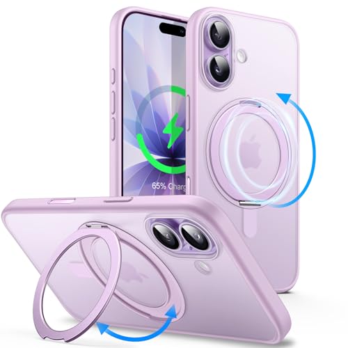 JETech Cover Anello Girevole a 360 Gradi per iPhone 17 6,3 Pollici con Pulsante Controllo Fotocamera, Compatibile con MagSafe, Custodia Sottile Antiurto con Supporto & Porta Anelli (Lavanda)
