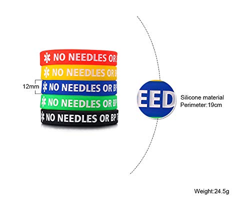 Xuanpai 5 Pack Rubber Silicone Sport Medical Emergency Alert Id Bracelets Wristband For Men Women Kids (No Needles Or Bp This Arm) #TOP1