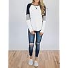 Hilltichu Womens Color Block Round Neck Tunic Tops Casual Long Sleeve Shirt Blouse A-white