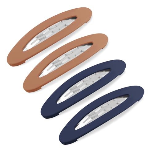 4PCS Large Snap Hair Clips for Women, Snap Barrettes for Girls, Matte Clips for Hair, Medium Barrettes (3.5Inch, Blue Orange)