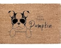 Boston Terrier Hey There Pumpkin, Welcome Mat, Fall Decor, Sup, Boston Terrier Welcome Mat, Halloween Decor, Fall Doormat