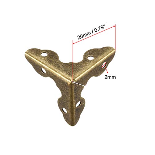 Image of uxcell Metal Box Corner Protectors Wooden Box Edge Guard Protector 20x20x20mm Bronze Tone 12pcs