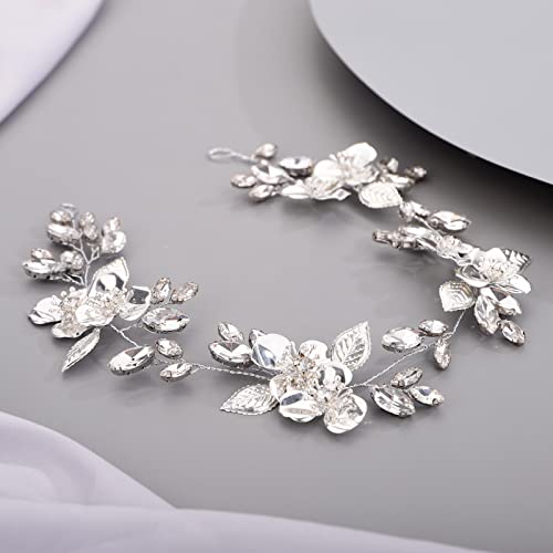 Beryuan Leaf Flower Crystal Headpiece Bridal Headband For Bride Bridesmaid Bridal Headband With Flowers #TOP1