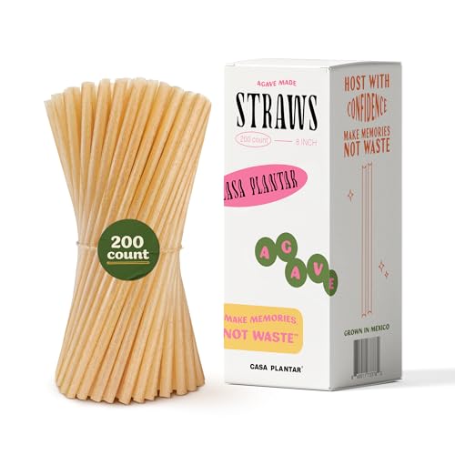 Casa Plantar 8 Inch Agave Straws - 200 Count - Biodegradable